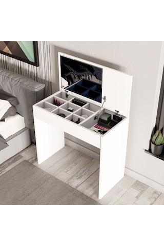 2230 Laıla Düşer Kapaklı Aynalı 80 Cm Makyaj Masası