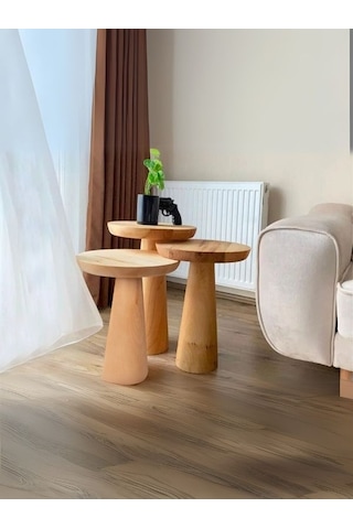 Mushroom Üçlü Zigon Sehpa Naturel