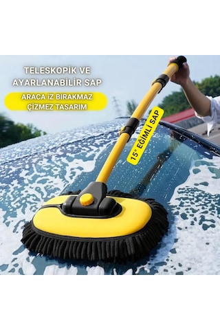 Polham 100cm Uzayabilen Teleskopik Saplı Kuru Islak Araç Temizleme Fırçası, İz Ve Çizik Bırkaz Fırça