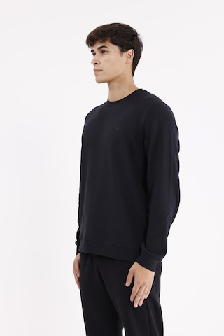 Rowinger Yatay Dokulu Ottoman Yüzey Tonal Logo Detaylı Bisiklet Yaka Standart Kalıp Sweatshirt Black