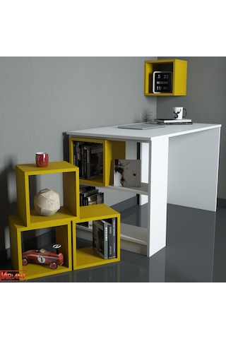 Variant Variant Box Çalışma Masası - Beyaz / Sarı Beyaz