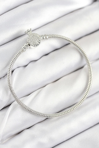 Pirinç Charm Zirkon Taşlı Taç Model Gümüş Renk Kadın Bileklik - Tj-bb7802 Çok Renkli