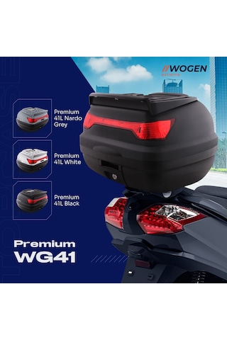 41 Litre Motosiklet Arka Çanta Üst Bagaj Basic Beyaz