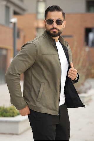 Basic Baharlık Süet Ceket - Sade Ve Şık Stil Haki Süet
