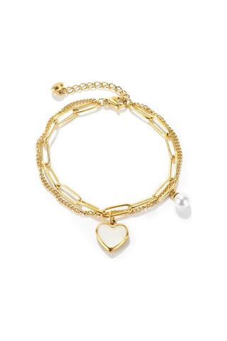 Altın Opk Çift Katlı Aşk İnci Paslanmaz Çelik Bileklik