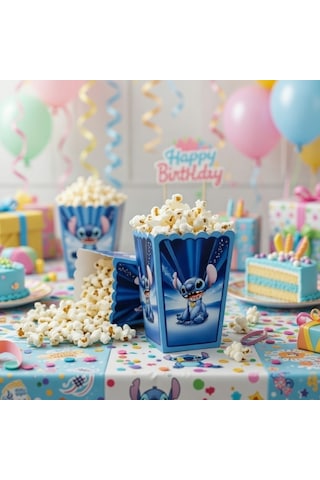 Stitch Mısır Kutusu 8'li Pop Corn Kabı Doğum Günü Parti Süsü