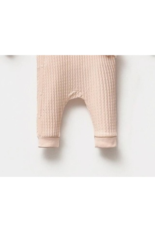 By Bubbles Natural Belden Dantelli Kız Bebek Tulum Somon