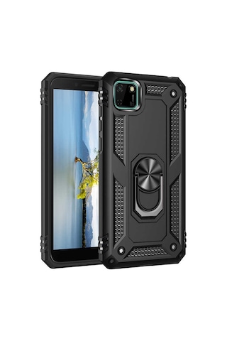 Huawei Y5P Kılıf Zore Vega Yüzüklü Standlı Zırh Kılıf