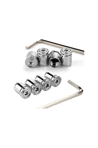 Kilitlemeli Sibop Kapağı Alyanlı Sibop Kapağı Araba Motosiklet Bisiklet Metal Sıkmalı Silver Gümüş 4 Lü Set 00 Şüscaroto Aksesuar