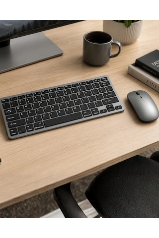Şarjlı Kablosuz Klavye Ve Mouse Seti Kompakt Taşınabilir Tasarım