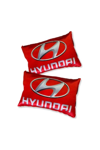 Hyundai Nakışlı 5 Parça Oto Halı Paspas Dijital Baskılı Kırmızı Oto Yastık & Emniyet Kemer Pedi