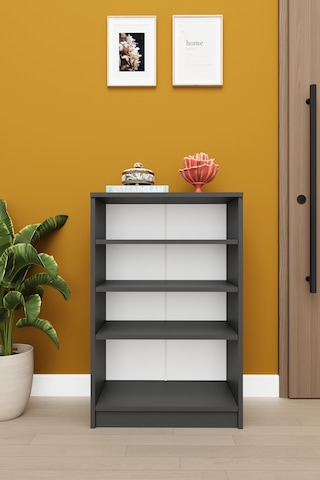 Asra Trend 4 Katlı Açık Raflı Ayakkabılık A-31 %100 MDF Modern Bot Uyumlu Düzenleyici Antrasit