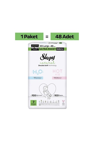 Sleepy Natural Double Soft Ultra Paket Bebek Bezi 7 Numara Xxlarge 48 Adet