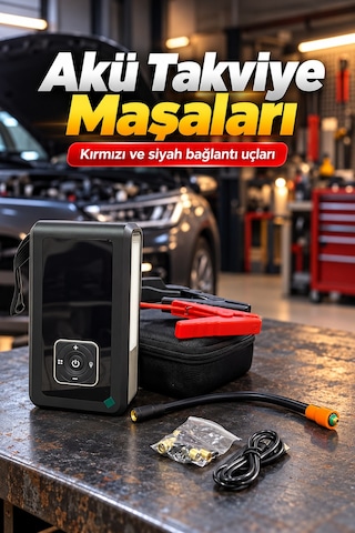 Taşınabilir Akü Takviye Cihazı Ve Powerbank Özellikli Lastik Şişirme Pompası Aklby-bsva58