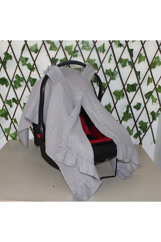 Pamuk Müslin Kumaş Puset Örtüsü Çıt Çıt Ve Fırfır Desenli Gri Puset Örtüsü Açık Gri