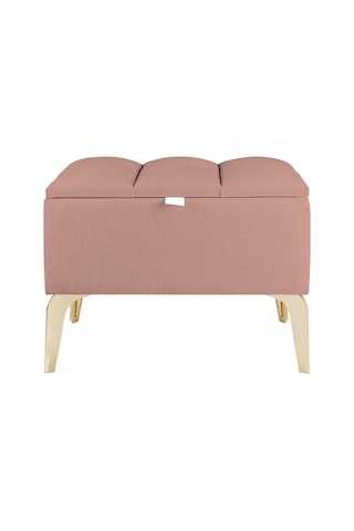 Vetra Mini Royal Pudra Kumaş Sandıklı Dekoratif Puf&bench-dilimli Model-gold Ayak-modern Puf