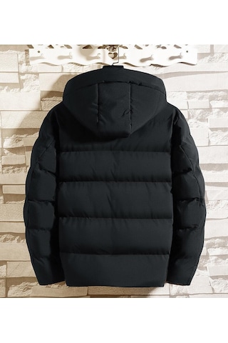 Kalınlaştırılmış Kapüşonlu Günlük Erkek Pamuklu Ceket Mavi