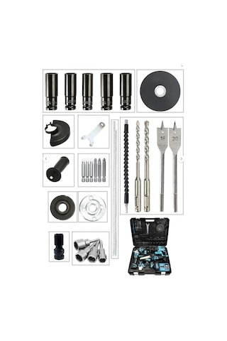 Deko Turkey DK6SET 4 Akülü 6'lı Muhteşem Kırıcı Delici + Darbeli Matkap + Taşlama + Somun Sıkma Budama Set