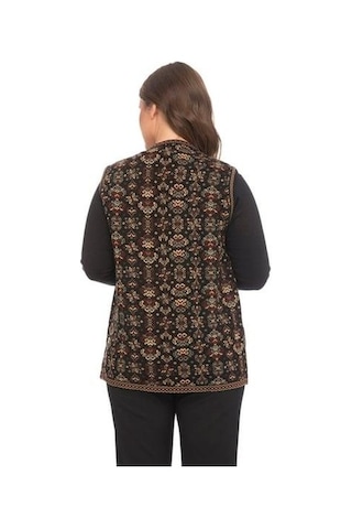 Kadın Etnik Model Triko Örgü Kilim Yelek 1070-gümüş Gümüş