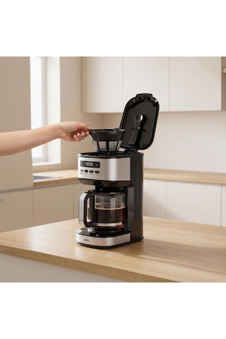 Any Morning SIN2634 Dijital Ekranlı 1.8 L Cam Hazneli Filtre Kahve Makinesi