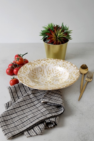 Keramika Vintage Gold Ege Makarna Tabağı 28 Cm 22706 Sarı