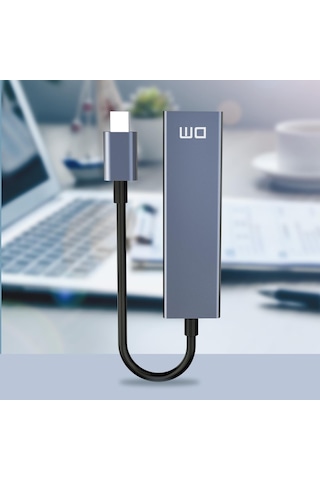 Dm Chb013 Type C To Rj45 Gigabit Ethernet Ve Usb 3 0 Çoklayıcı Dönüştürücü