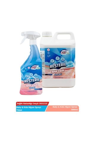 Resteril Hijyen Spreyi Baby&kids 750x5000ml Bebek Mama Sandalyesi Oyuncak Temizleyici Dezenfektan