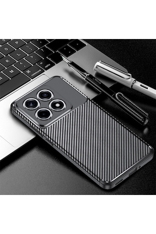 Xiaomi Mi 14t Pro Uyumlu Kılıf Karbon Tasarım Kamera Korumalı Silikon Telefon Kılıfı Kapak