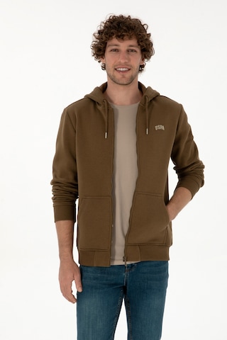 U.S. Polo Assn. Erkek Regular Fit Haki Şardonlu Örme Hırka 50313755-VR027