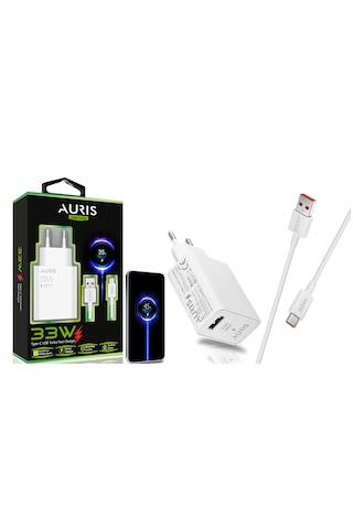 Auris Ars-ch33 33 W Usb To Type C Kablolu Turbo Hızlı Şarj Aleti Başlık+Koblo Set Halinde