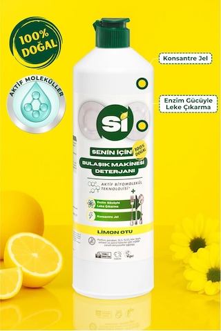 Si Senin İçin %100 Doğal Bulaşık Makinesi Deterjanı Limon Otu Yağlı 750 Ml.
