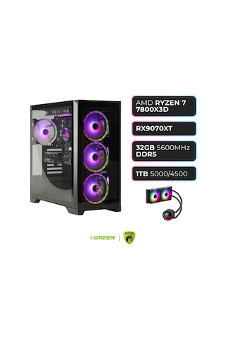 Green Griffin G9 R7-7800X3D 32 GB 1 TB SSD RX9070XT Free Dos Masaüstü Oyuncu Bilgisayarı