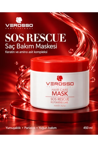 Verosso Sos Rescue Keratin Ve Amino Asit İçeren Saç Bakım Maskesi 450 Ml