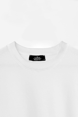 Tudors Unisex Relax Fit Rahat Kesim Yumuşak Dokulu Basic Bisiklet Yaka Beyaz Tişört-30846-Beyaz