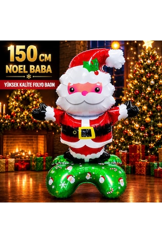 150 Cm Santa Claus New Year's Balloon Dev Noel Baba Folyo Balon Vitrin Yılbaşı Ağacı Yılbaşı Balonu