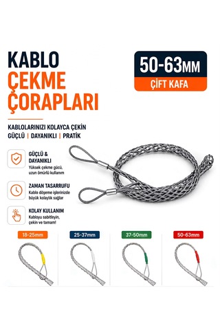 Kablo Çekme Çorapları 8,40 Ton X 50-63 Mm Çift Kafa