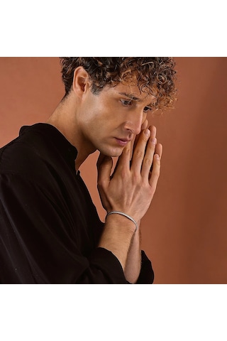 925 Ayar Gümüş Ribera Unisex Kelepçe Bileklik Gümüş