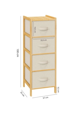 Digithome Bambu 4 Çekmeceli Dolap Organizer Çok Amaçlı Düzenleyici Şifonyer Db-0014 Çok Renkli