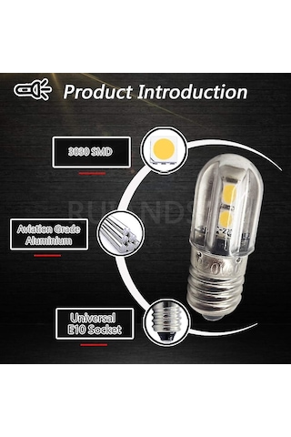 E10 Led Ampul 220v 230v Ac Enerji Tasarruflu Led Gösterge Işığı 8mm Vida Tabanı 3030 4smd Led Yonga Seti Yükseltme Lambası, Sıcak Beyaz 4'lü Paket Hy