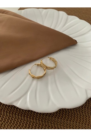 Çelik 4 Sıra Beşgen Halka Küpe Çok Renkli