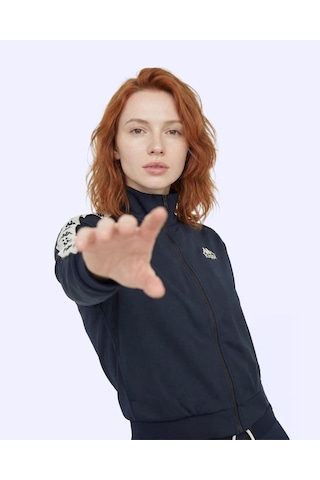 Kappa 222 Banda Alber Full Zip Kadın Siyah Regular Fermuarlı Eşofman Üstü
