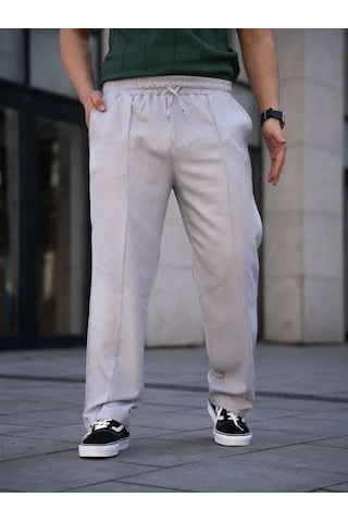 Efnaz Style Erkek Keten Cepli Çıma Dikişli Jogger Buggy Pantalon Rahat Kalıp - Gri