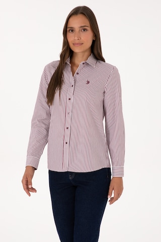 U.S. Polo Assn. Kadın Bordo Çizgili Uzun Kollu Gömlek 50316492-VR177