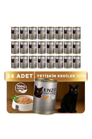 Enzo Natural Tavuk Etli Konserve Yaş Kedi Maması 410 Gr X 24