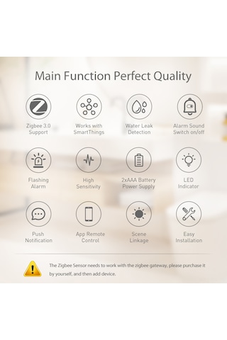 Shineyee Akıllı Su Kaçak Tespit Cihazı, Yüksek Hassasiyetli Real-time Algılama, Zigbee 3.0, 85db Alarm, Nas-ws11b