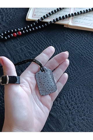 Küçük Dörtgen Cevşen Dualı Kolye Muska Hakiki Deri El Yapımı Xs B Çok renkli