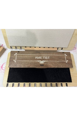 Doğal Taş Tesbih Mor Ametist Özel Ahşap Kutusunda