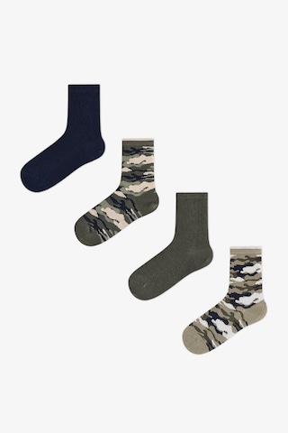 Penti Erkek Çocuk Yeşil Camo Kamuflaj Desenli Pamuklu 4 Çift Soket Çorap