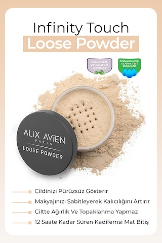 Alix Avien İpeksi Toz Pudra Sabitleyici Etki Mat Bitiş Loose Powder 04 Desert Sand 00