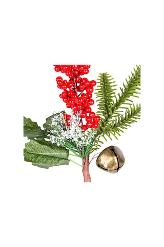 Yılbaşı Çiçeği Karlı Pike Berry Çanlı Kırmızı-yeşil 30 Cm.